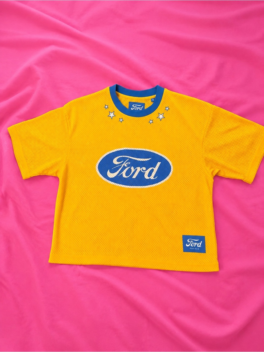 Ford Yellow Mesh Tee with Blue Logo